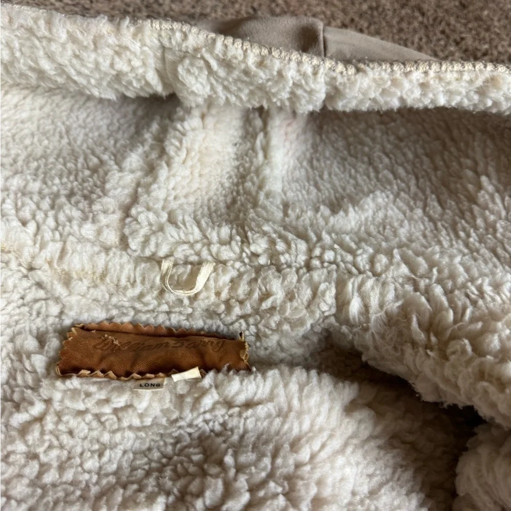 Vintage William Barry tan suede hoodie jacket with Sherpa lining Size 42 Long